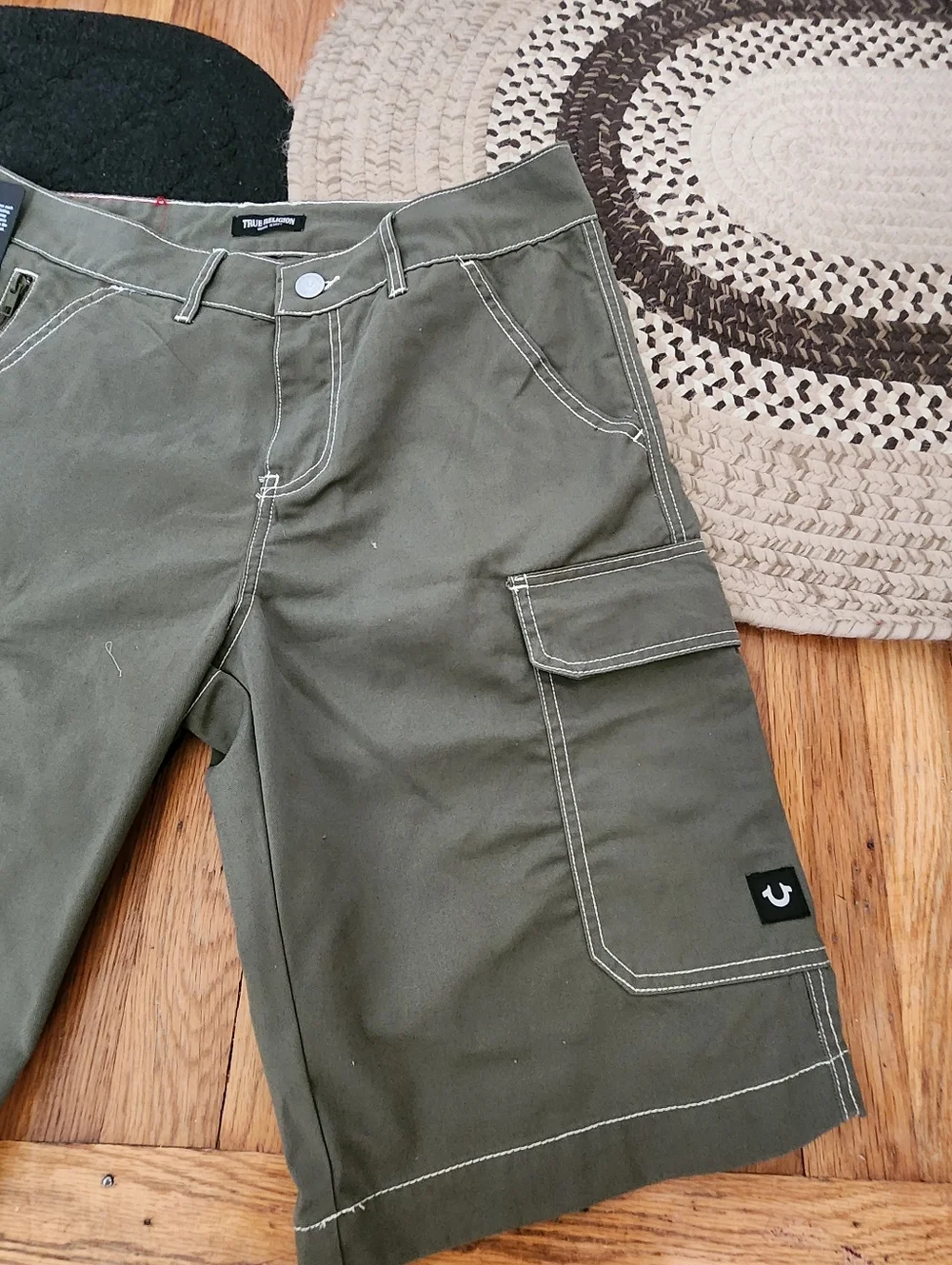True Religion Cargo Shorts - Olive Green